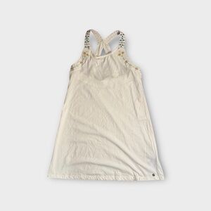 Roxy White Embroidered Trim Racer Back White Summer Dress